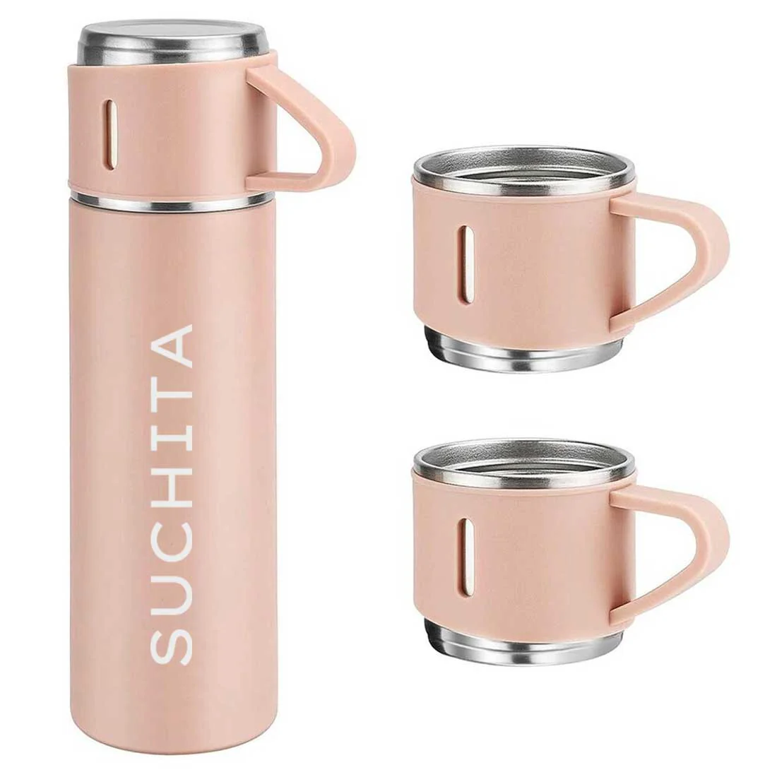 Personalised Travel Mug Thermos With 2 Cups Gift Box Set - Add Name - Image 23