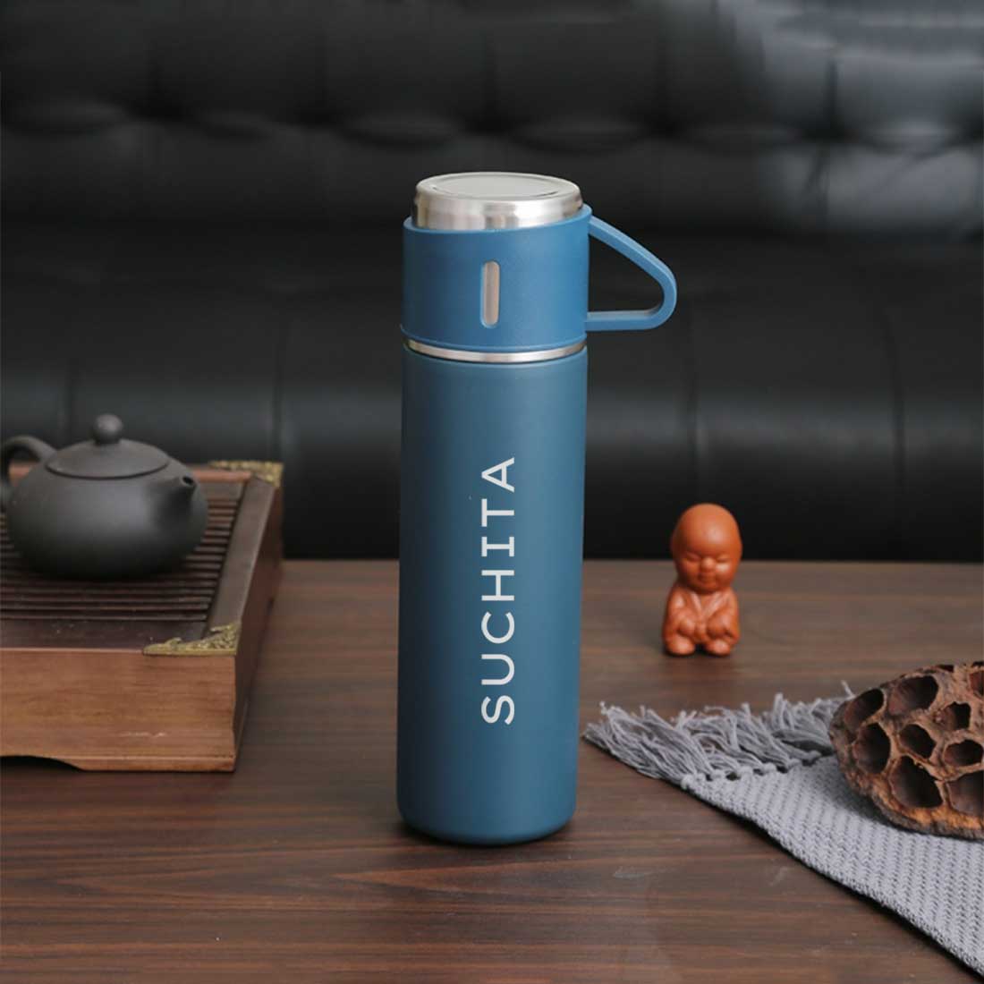Personalised Travel Mug Thermos With 2 Cups Gift Box Set - Add Name - Image 35