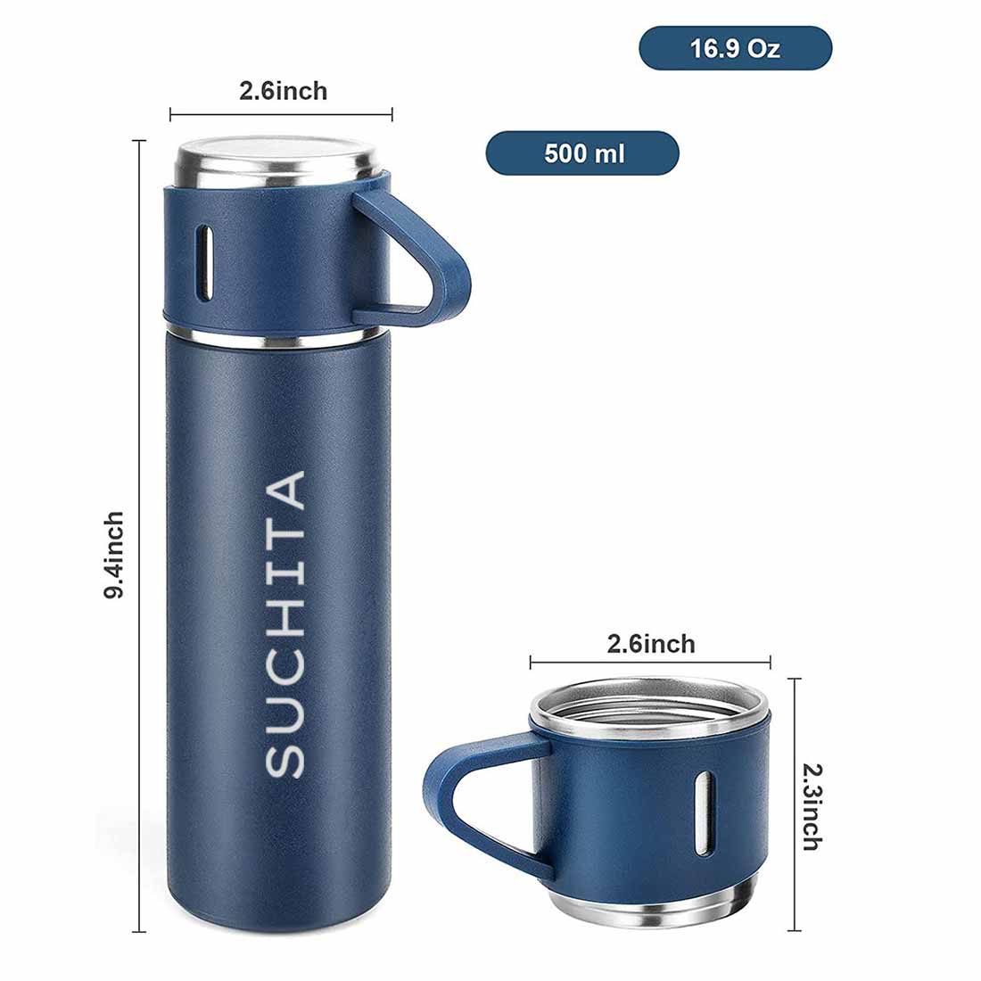 Personalised Travel Mug Thermos With 2 Cups Gift Box Set - Add Name - Image 38