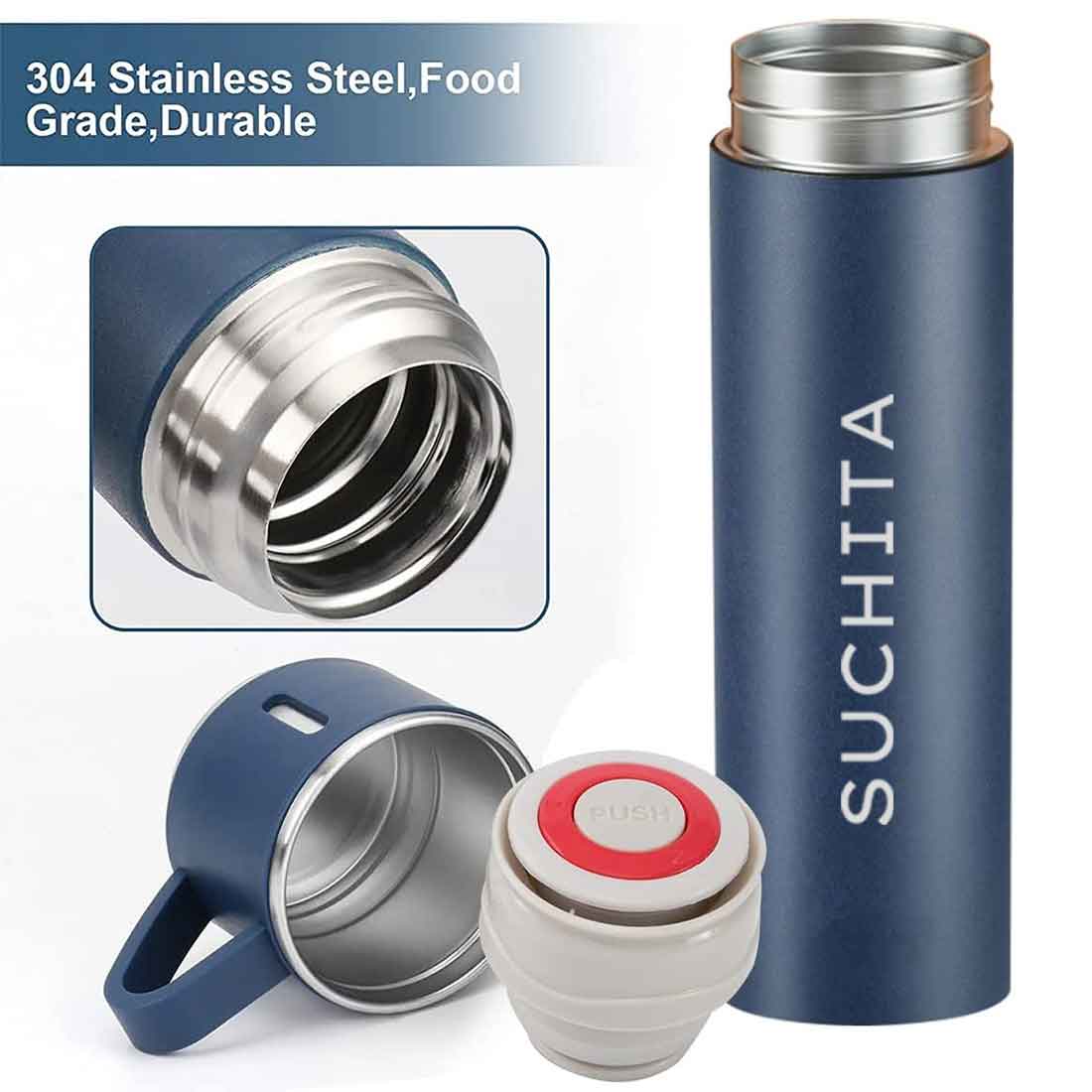 Personalised Travel Mug Thermos With 2 Cups Gift Box Set - Add Name - Image 40