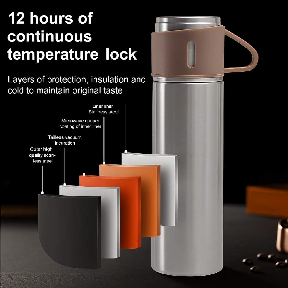Personalised Travel Mug Thermos With 2 Cups Gift Box Set - Add Name - Image 43