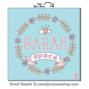 Customized Wall Art Decor for Kids Room Add Name - Blue Floral - Image 2