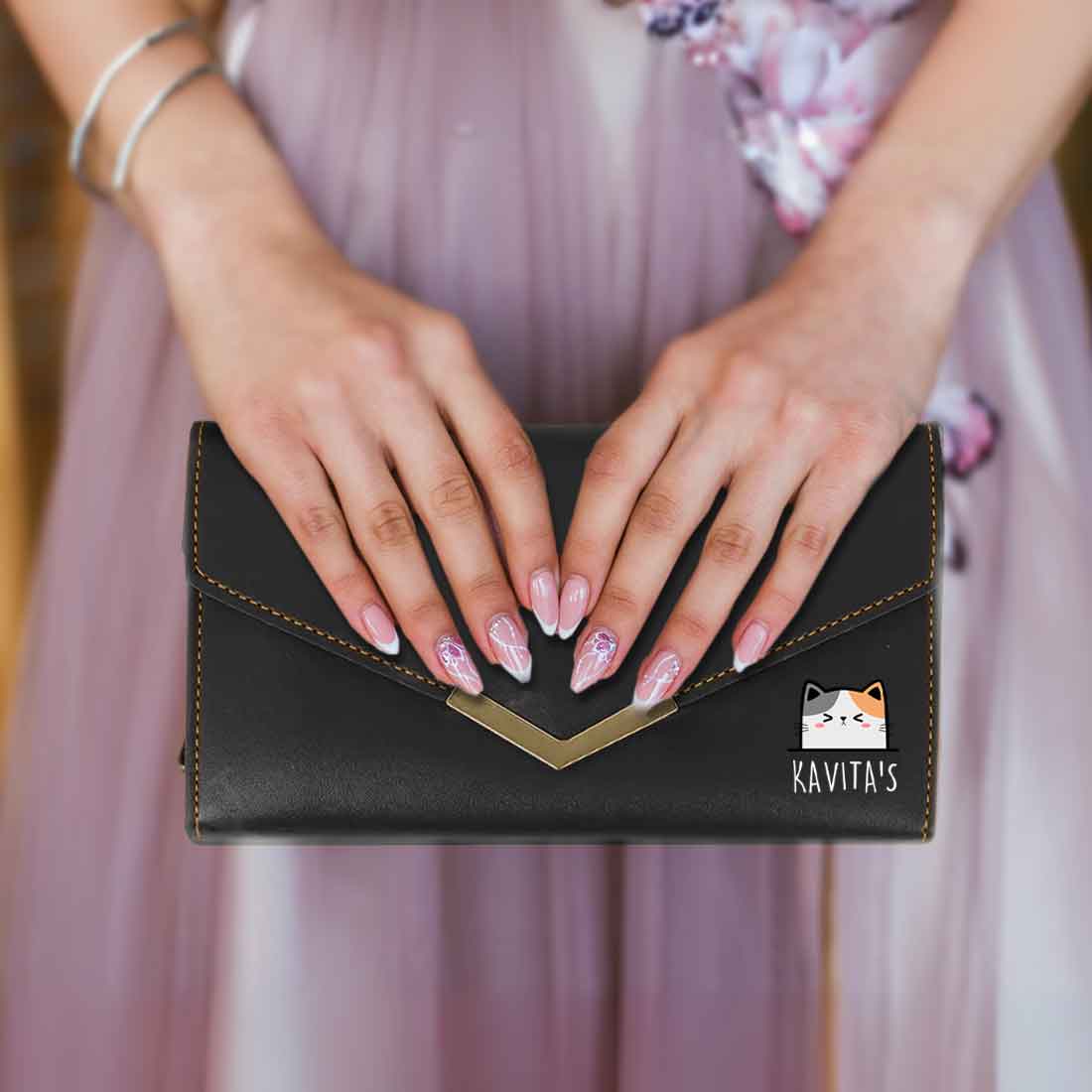 Personalised Wallet Womens with Name - Faux Leather Clutch Purse for Ladies - Image 10