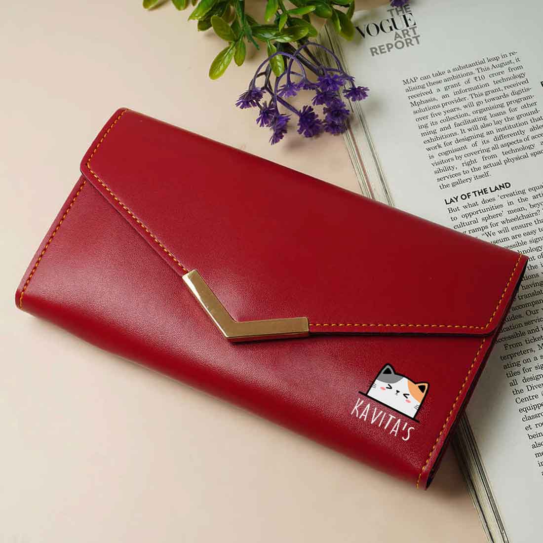 Personalised Wallet Womens with Name - Faux Leather Clutch Purse for Ladies - Image 12