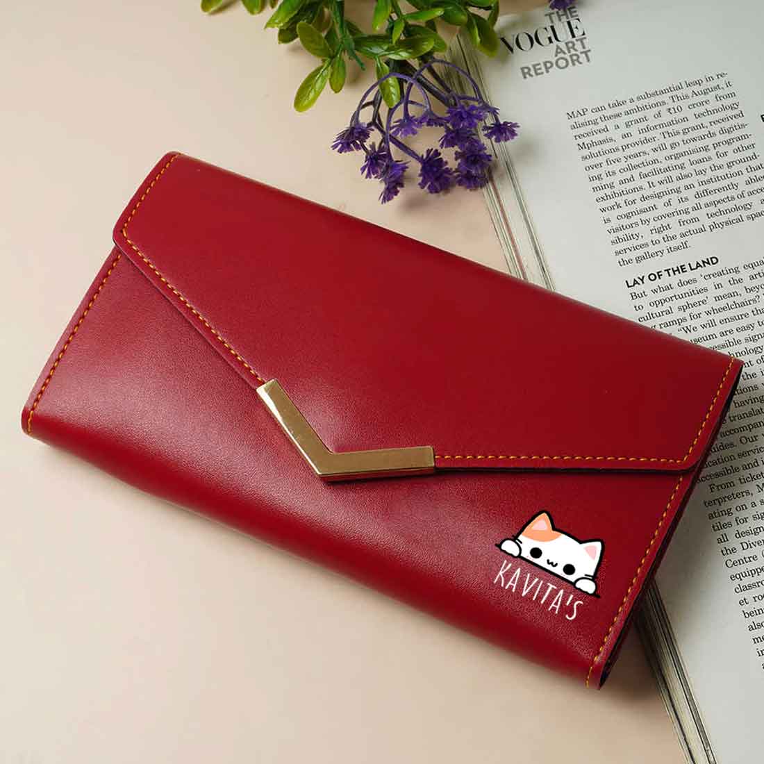 Personalised Wallet Womens with Name - Faux Leather Clutch Purse for Ladies - Image 2