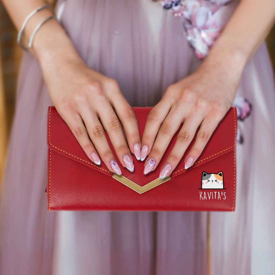 Personalised Wallet Womens with Name - Faux Leather Clutch Purse for Ladies - Image 24