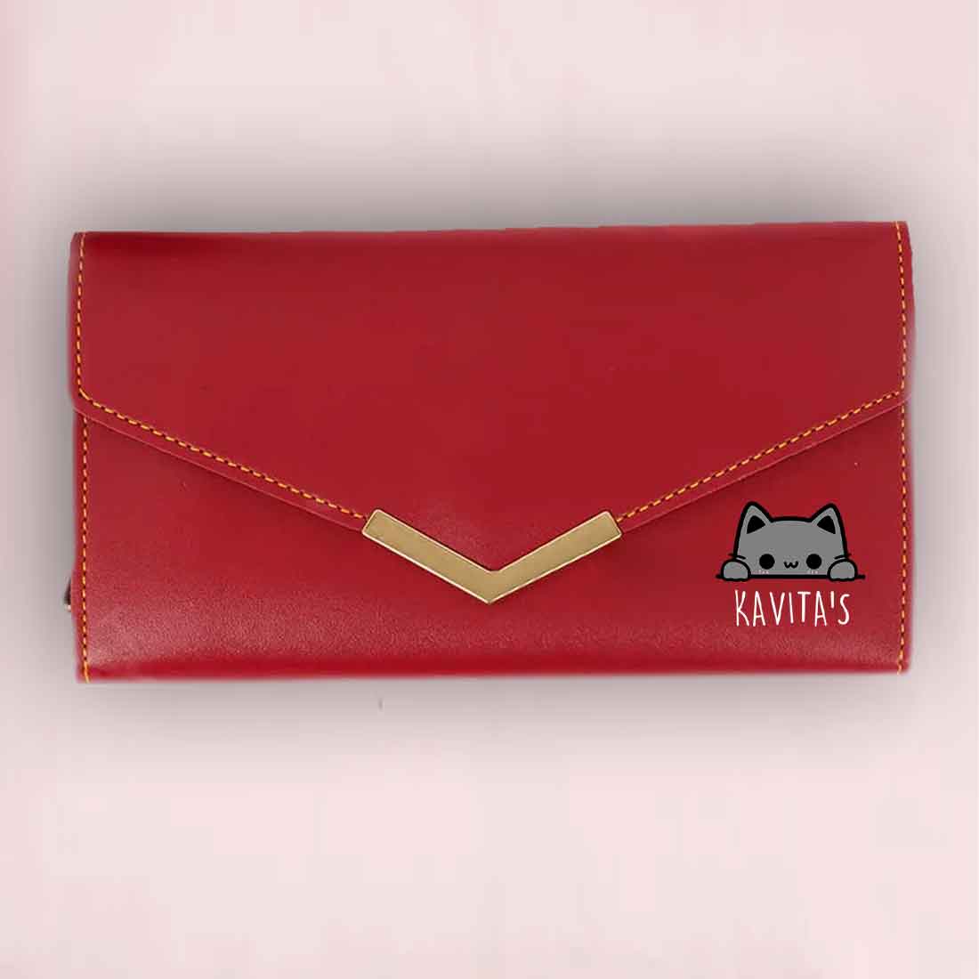 Personalised Wallet Womens with Name - Faux Leather Clutch Purse for Ladies - Image 6
