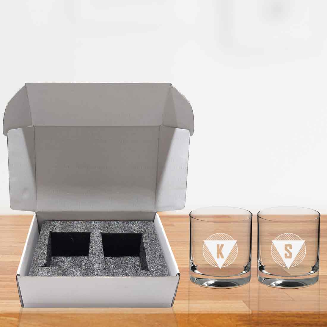 Pretty Personalized Whiskey Glass - Gift For Him Husband Boyfriend - Monogram Triangle - Image 3