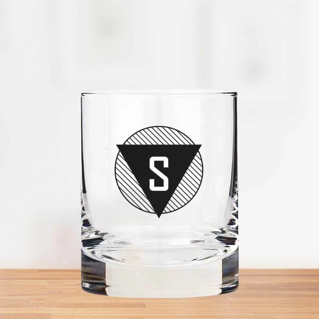Pretty Personalized Whiskey Glass - Gift For Him Husband Boyfriend - Monogram Triangle - Image 4
