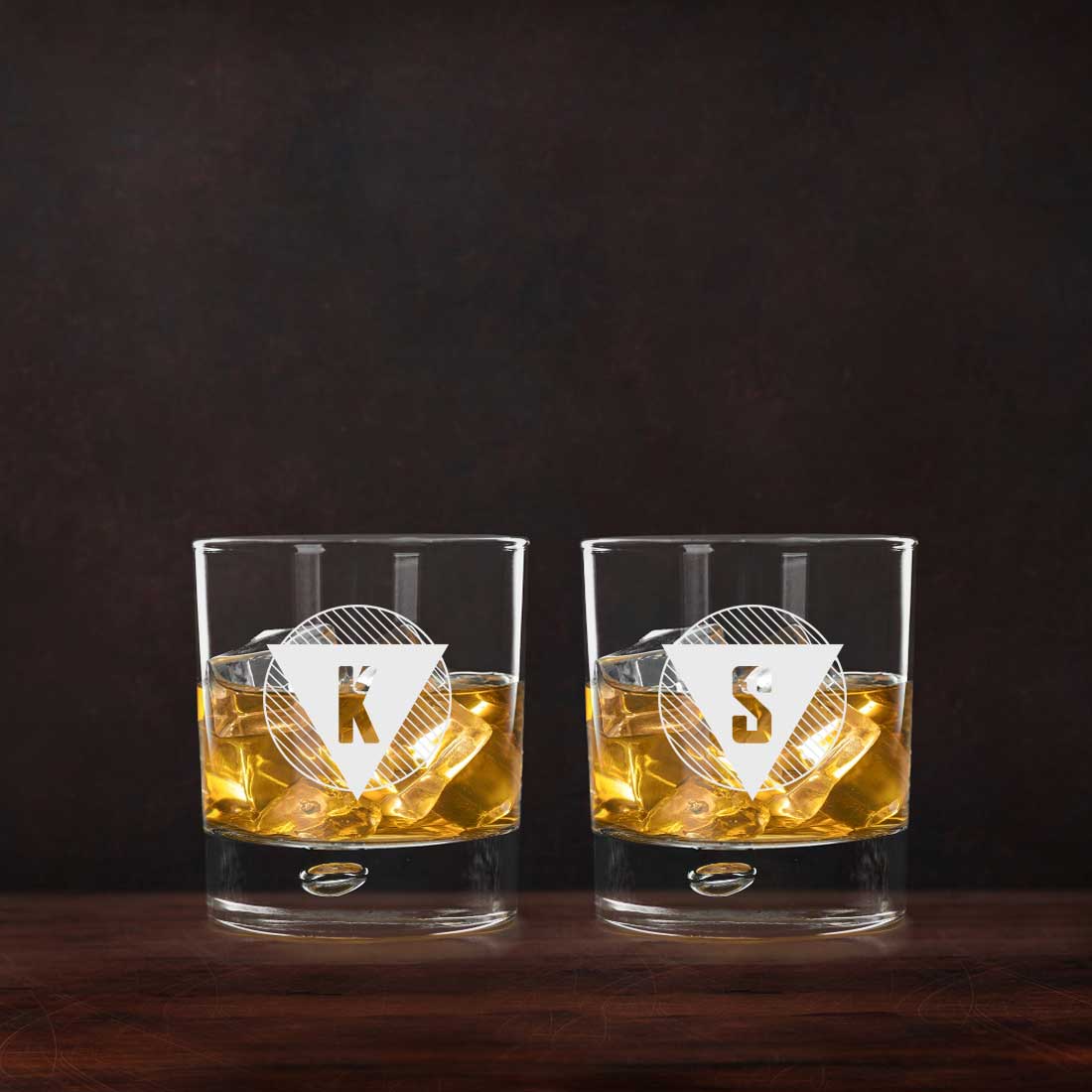 Pretty Personalized Whiskey Glass - Gift For Him Husband Boyfriend - Monogram Triangle - Image 5