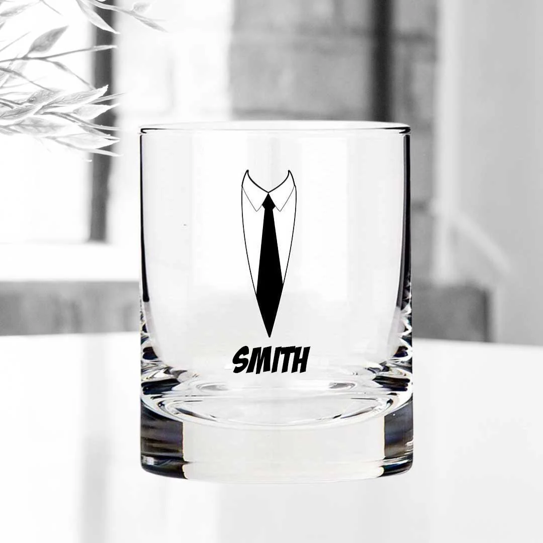 Personalized Whiskey Glass Return-Gift - Gift For Him Husband Boyfriend - Suit Up - Image 3