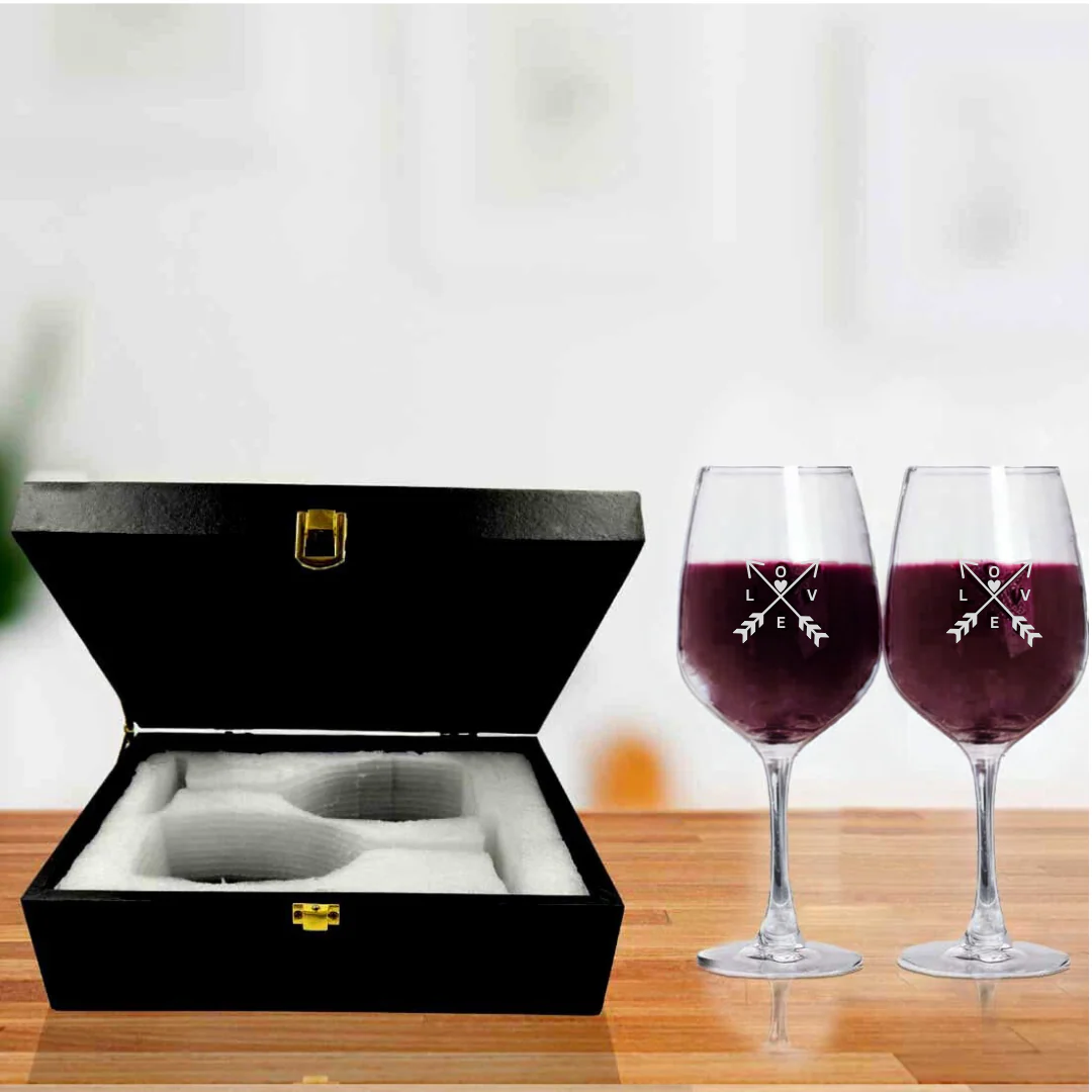 Valentine's Day Wine glasses Love Hearts - Set Of 2 - Image 3