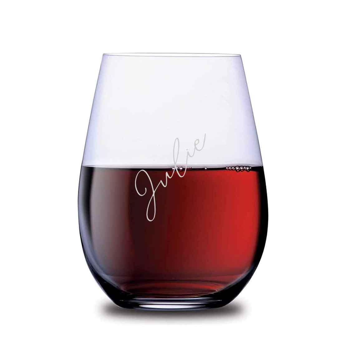 Personalised Wine Glass with Name Stemless Engraved Cocktail / Whiskey Glass 400 ML - Image 3
