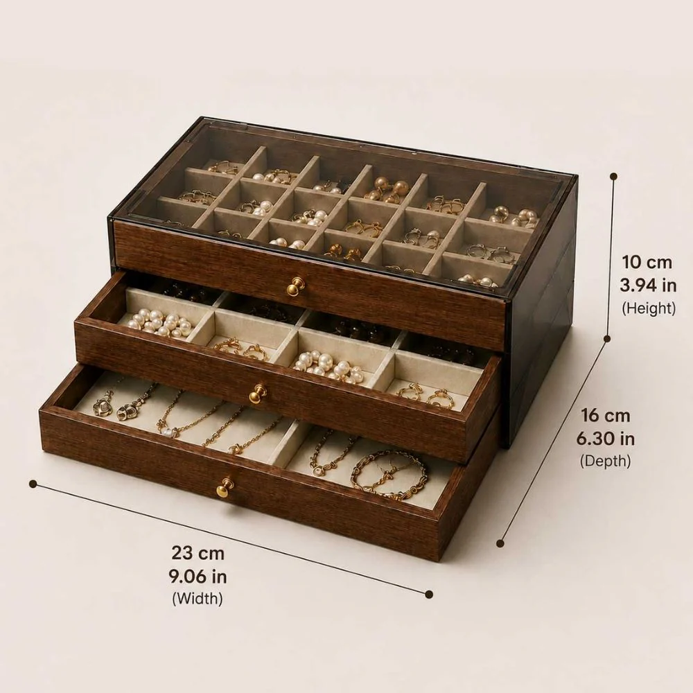 Personalised Wooden Jewellery Box with 3-Tier Storage & Name | Birthday Gift for Women - Image 8