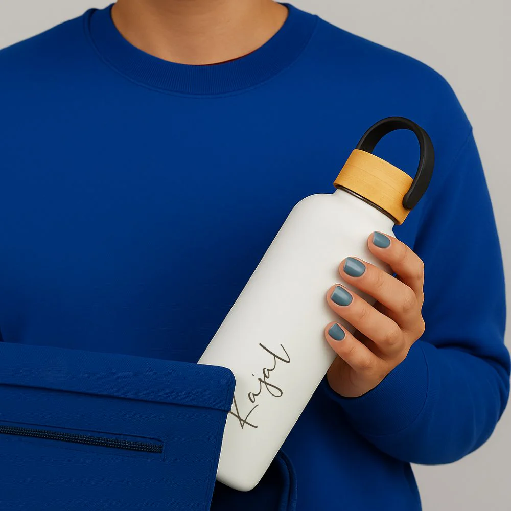 Personalized 500ml Insulated Water Bottle with Bamboo Lid – Eco-Friendly Stainless Steel, Leak-Proof - Image 3