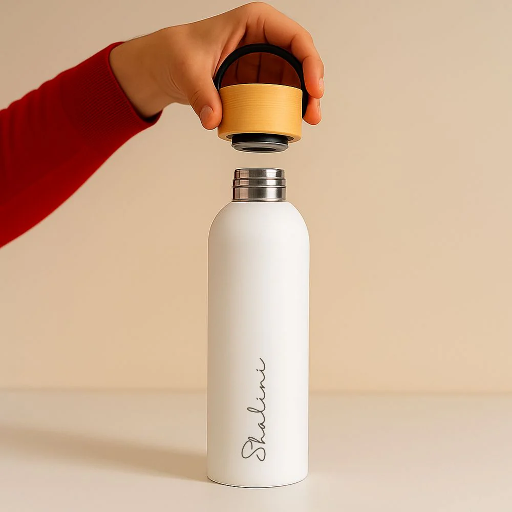 Personalized 500ml Insulated Water Bottle with Bamboo Lid – Eco-Friendly Stainless Steel, Leak-Proof - Image 8