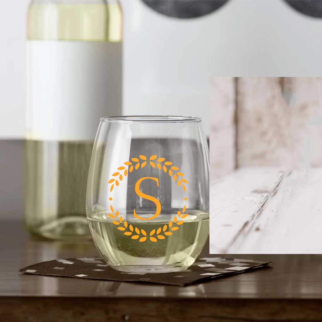 Personalized Bar Glasses Stemless Wine Glass With Name - Monogram - Image 6