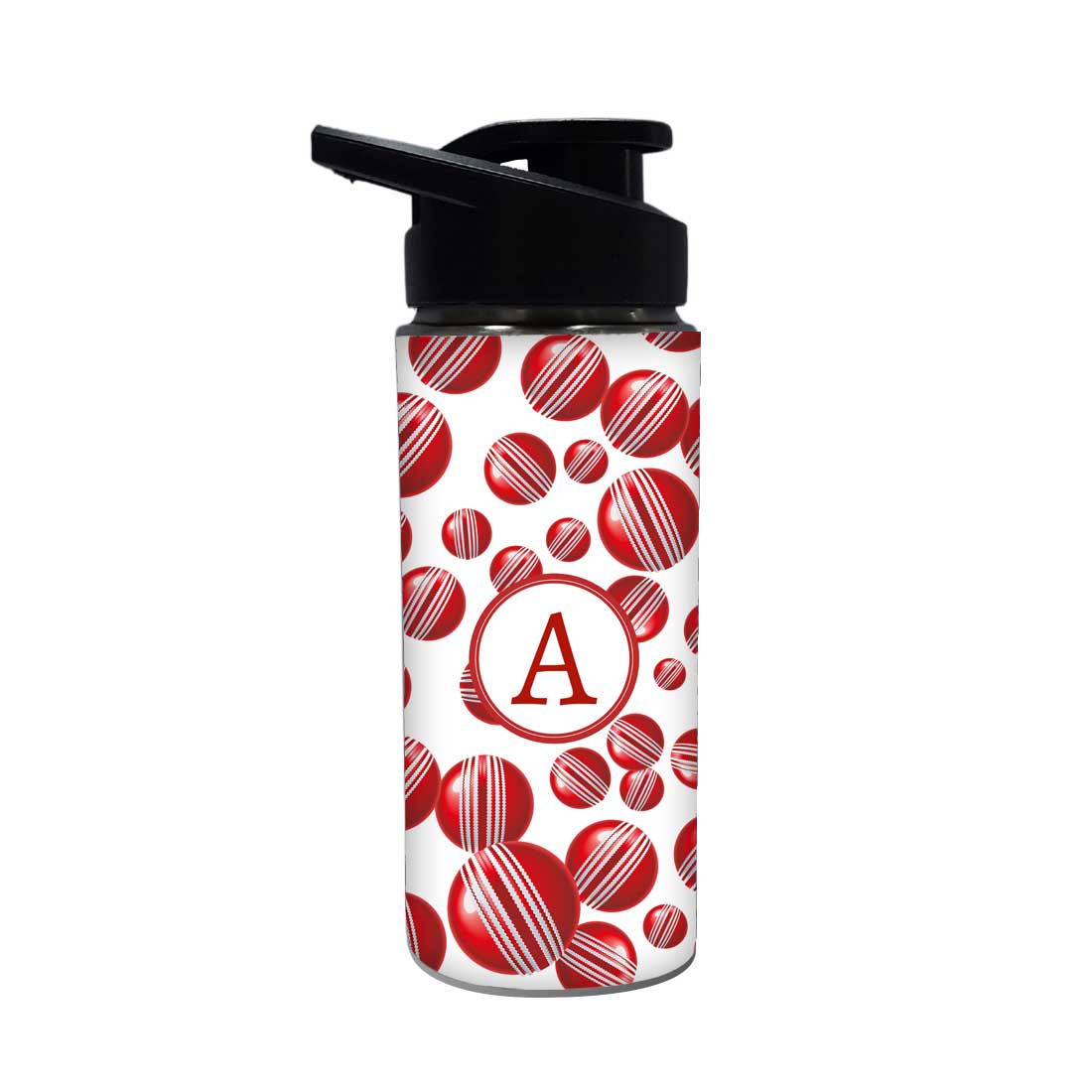 Personalized Sports Water Bottle For Kids - Red Cricket Ball - Image 2
