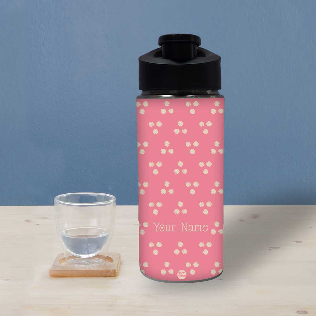 Personalized Bottle With Name - Dots with Pink Background