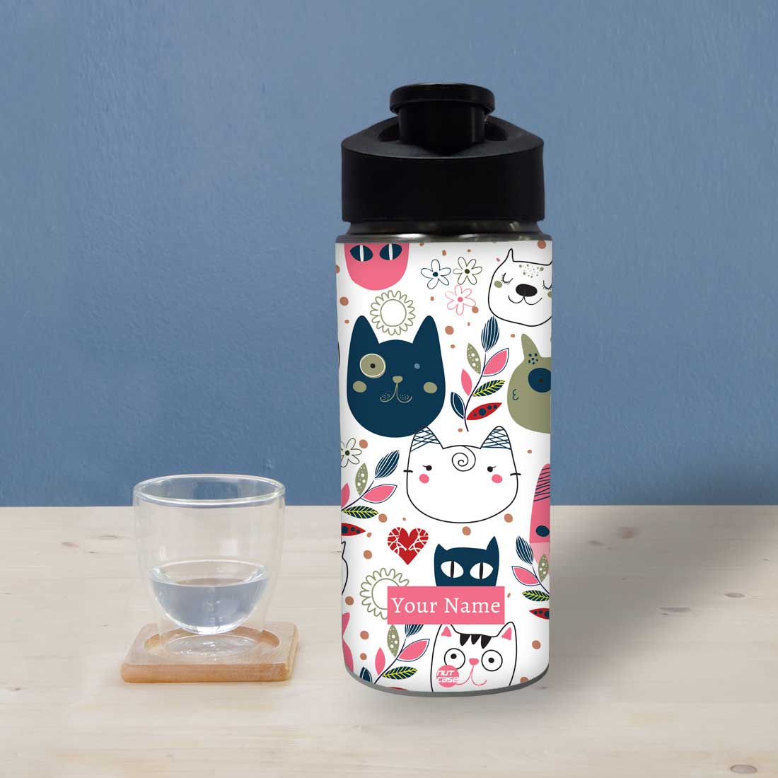 Personalized Bottle With Name - Funny Cat - Image 3