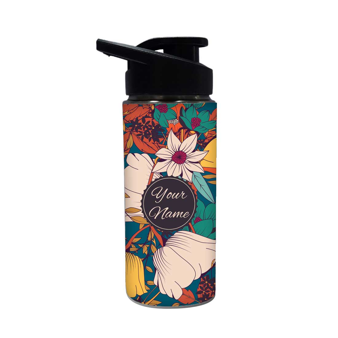 Customised Bottle With Name - Colorful Flower - Image 2