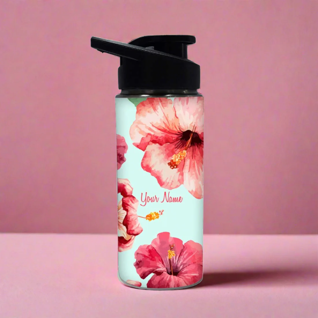 Custom Bottle With Name - Hibiscus