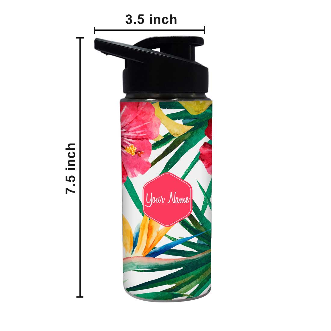 Customised Bottle With Name  - Hibiscus and Leaf - Image 4