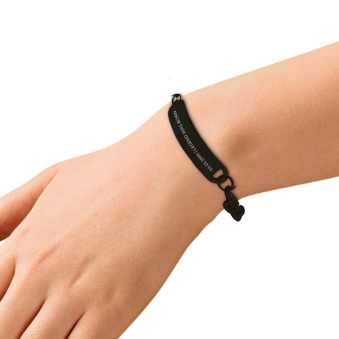 Personalized Bracelet for Men Stylist Custom Jewellery - Black Rhodium/Gold Plated - Add Date - Image 3