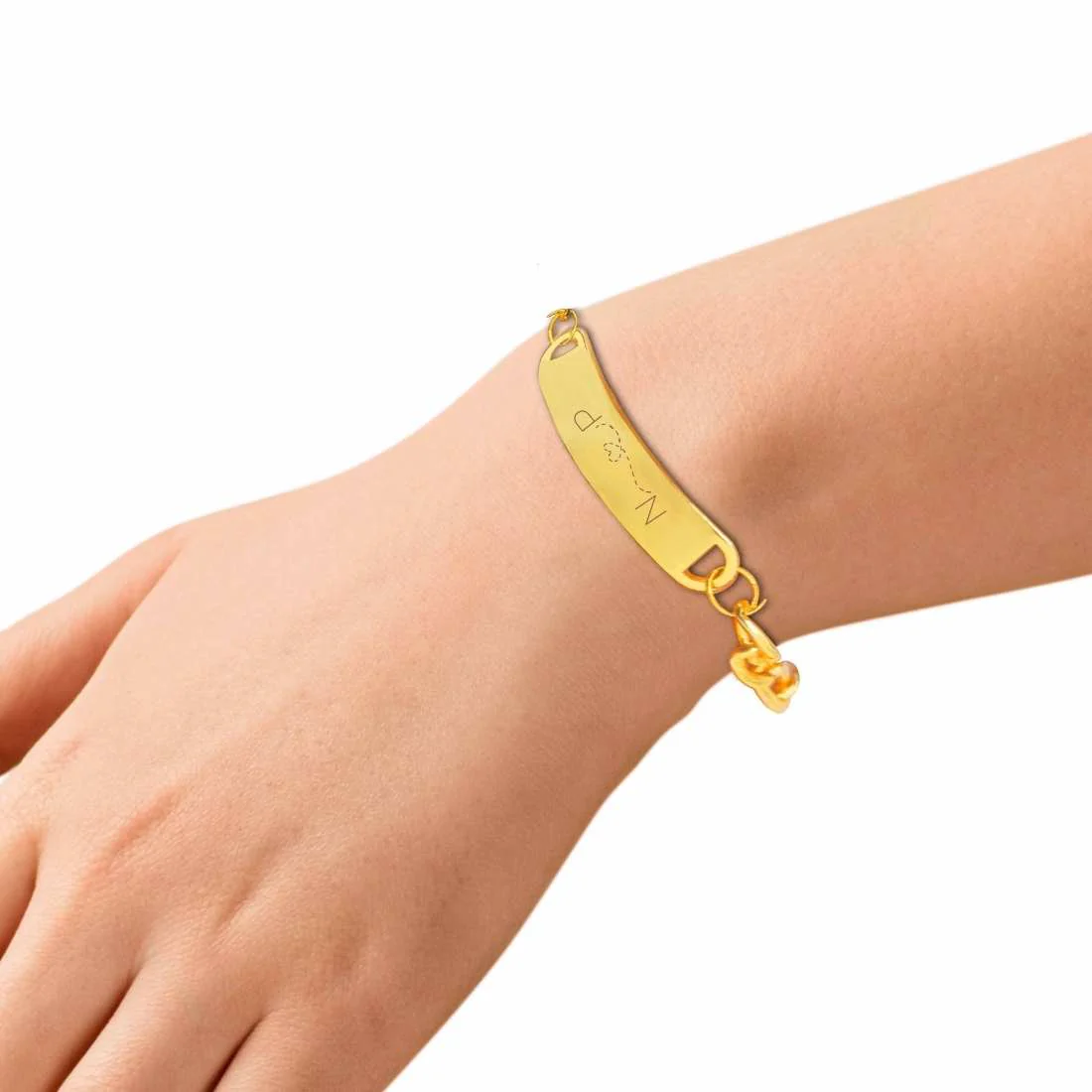 Personalized Bracelet for Wife Valentine Gift - Black Rhodium/Gold Plated - Heart - Image 9