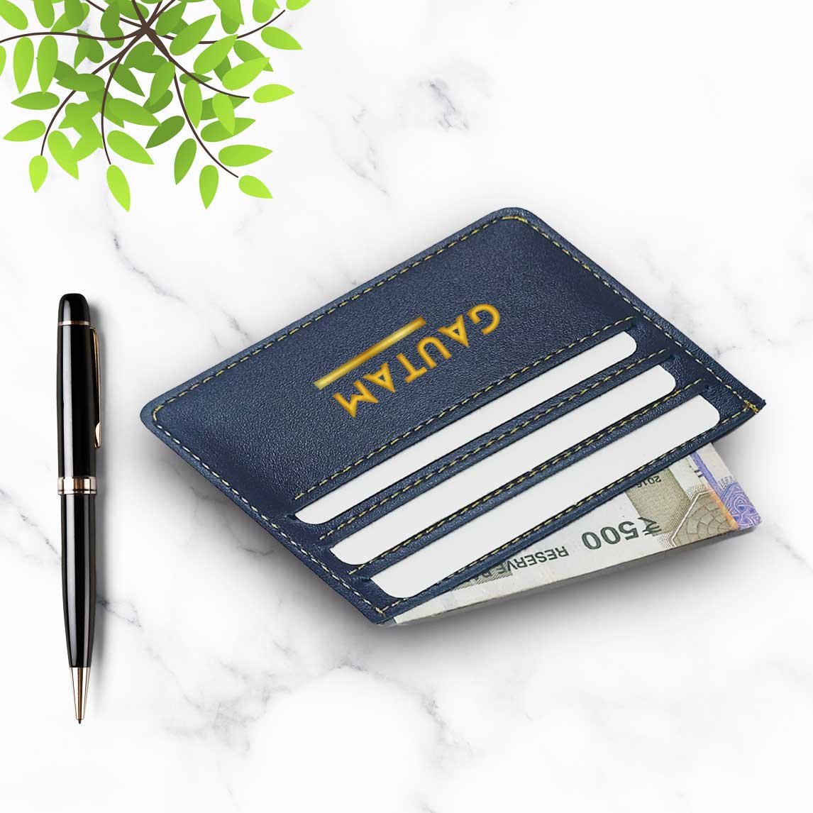 Personalised Visiting Card Holder for Men Black - Add Name - Image 2