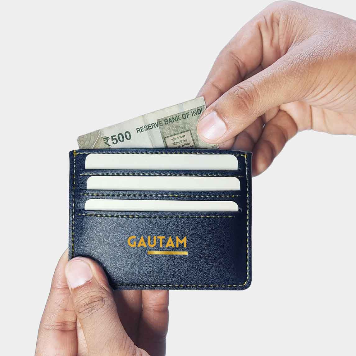 Personalised Visiting Card Holder for Men Black - Add Name - Image 4
