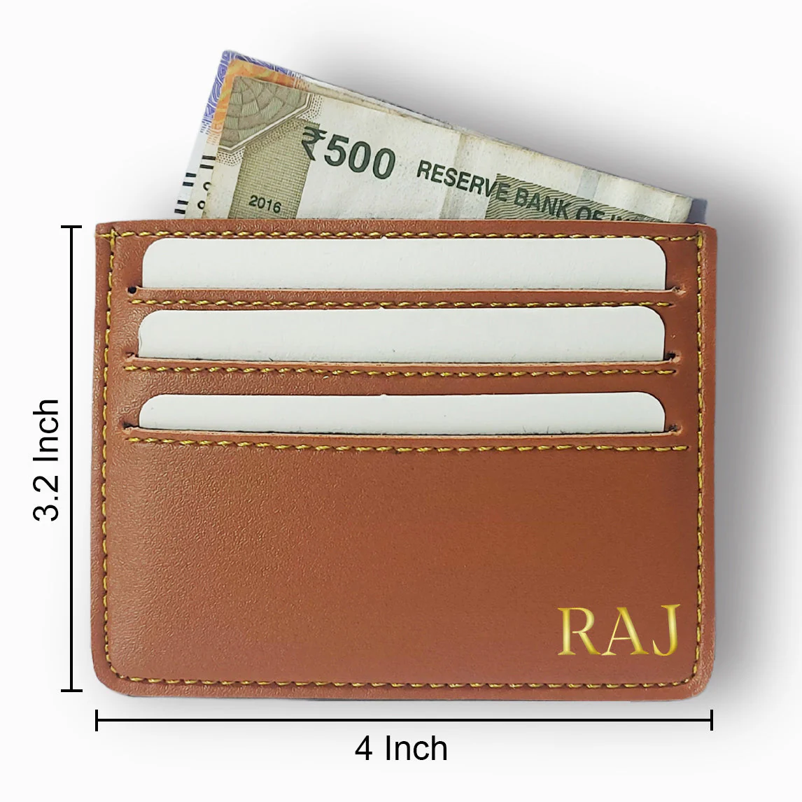 Personalized Card Wallet With Name for Men - Brown - Image 6