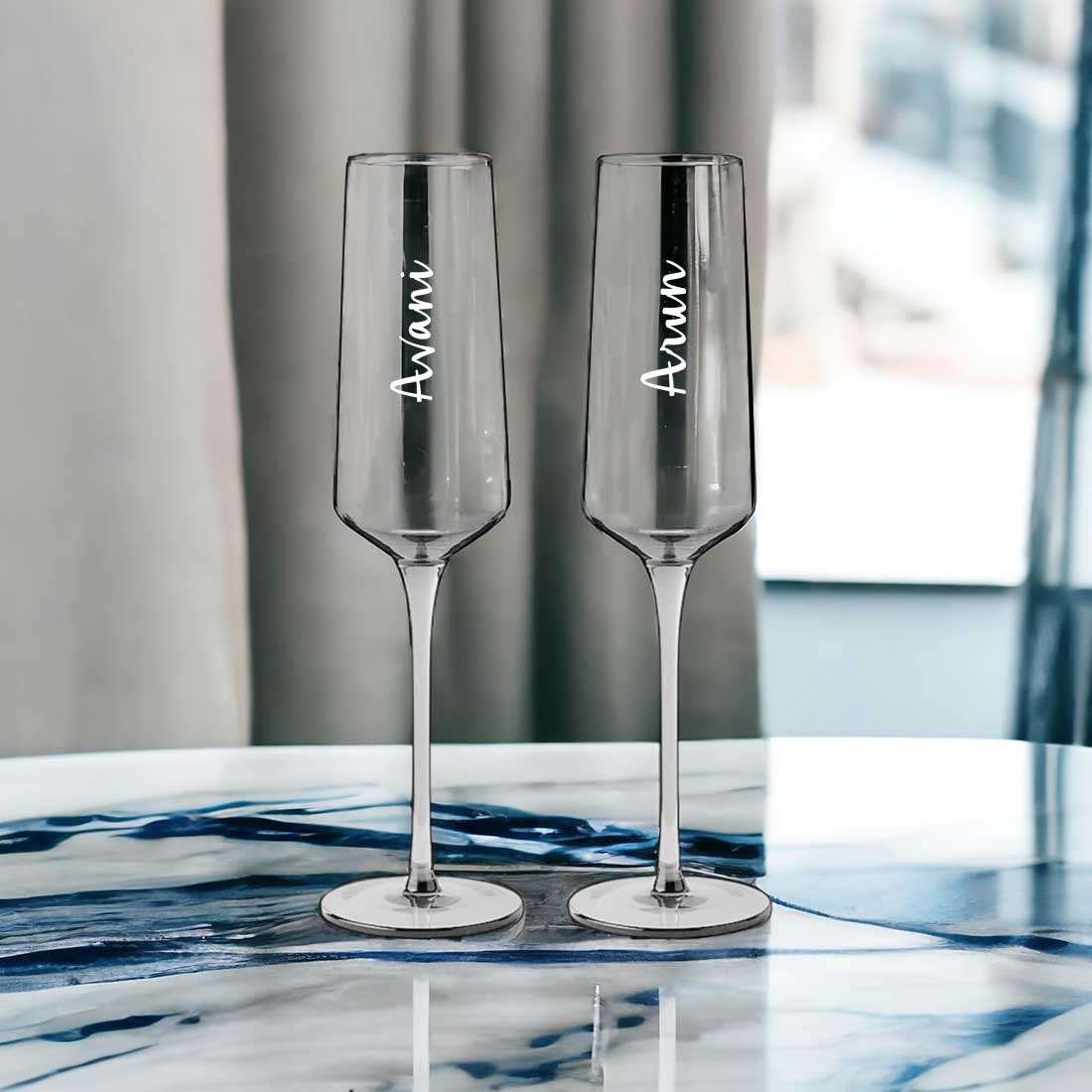 Personalized Champagne Flutes - Set of 2 Premium Engraved Champagne Glasses - Image 6