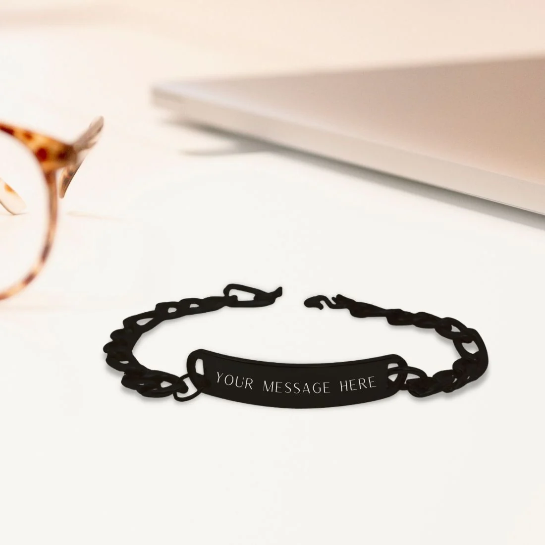 Personalized Charm Bracelet Stylist Custom Jewellery - Black Rhodium/Gold Plated - Add Your Message - Image 7