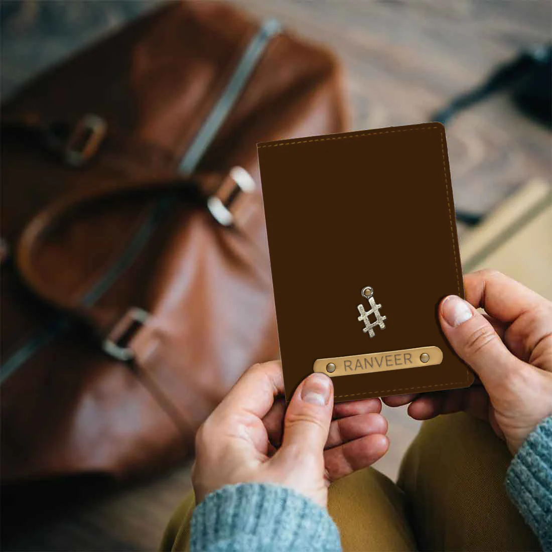 Customized Passport Wallet PU Leather with Name & Charm - Hashtag - Image 14