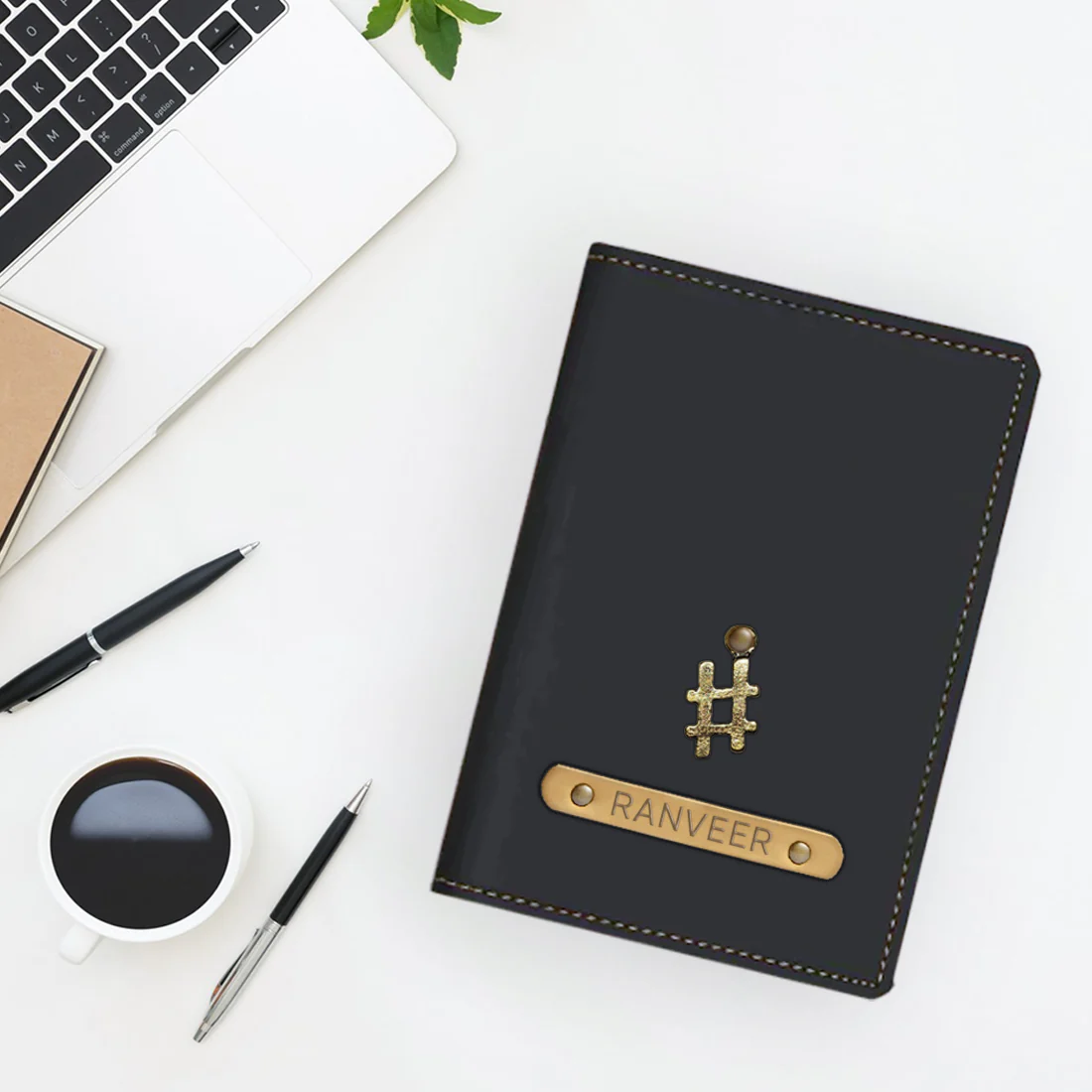 Customized Passport Wallet PU Leather with Name & Charm - Hashtag - Image 2