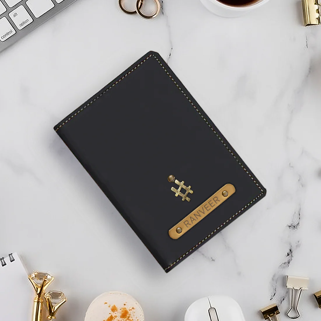 Customized Passport Wallet PU Leather with Name & Charm - Hashtag - Image 3