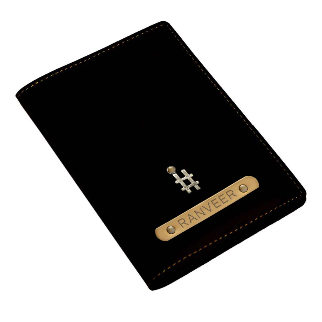 Customized Passport Wallet PU Leather with Name & Charm - Hashtag - Image 5