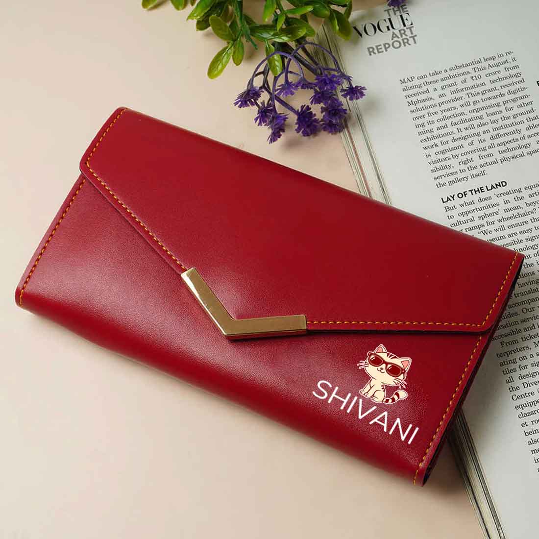Personalized Clutch Ladies Purse with Name - Faux Leather Wallet for Women - Image 12