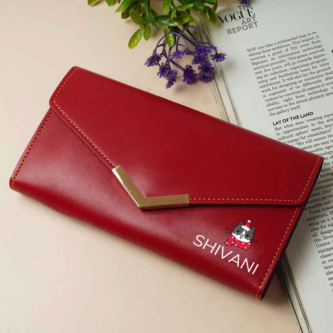 Personalized Clutch Ladies Purse with Name - Faux Leather Wallet for Women - Image 18