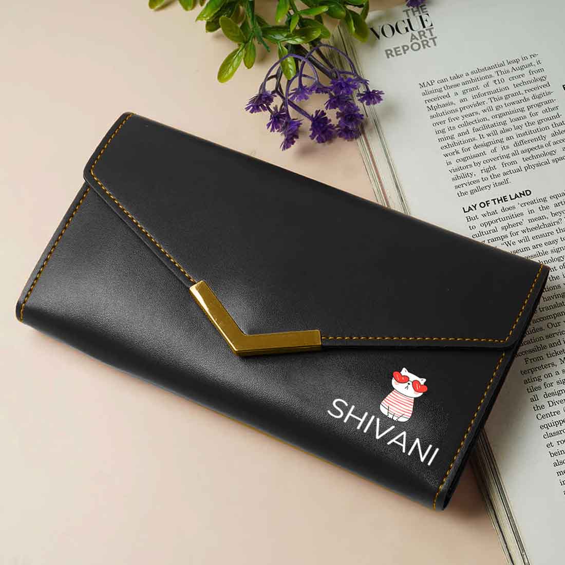 Personalized Clutch Ladies Purse with Name - Faux Leather Wallet for Women - Image 31