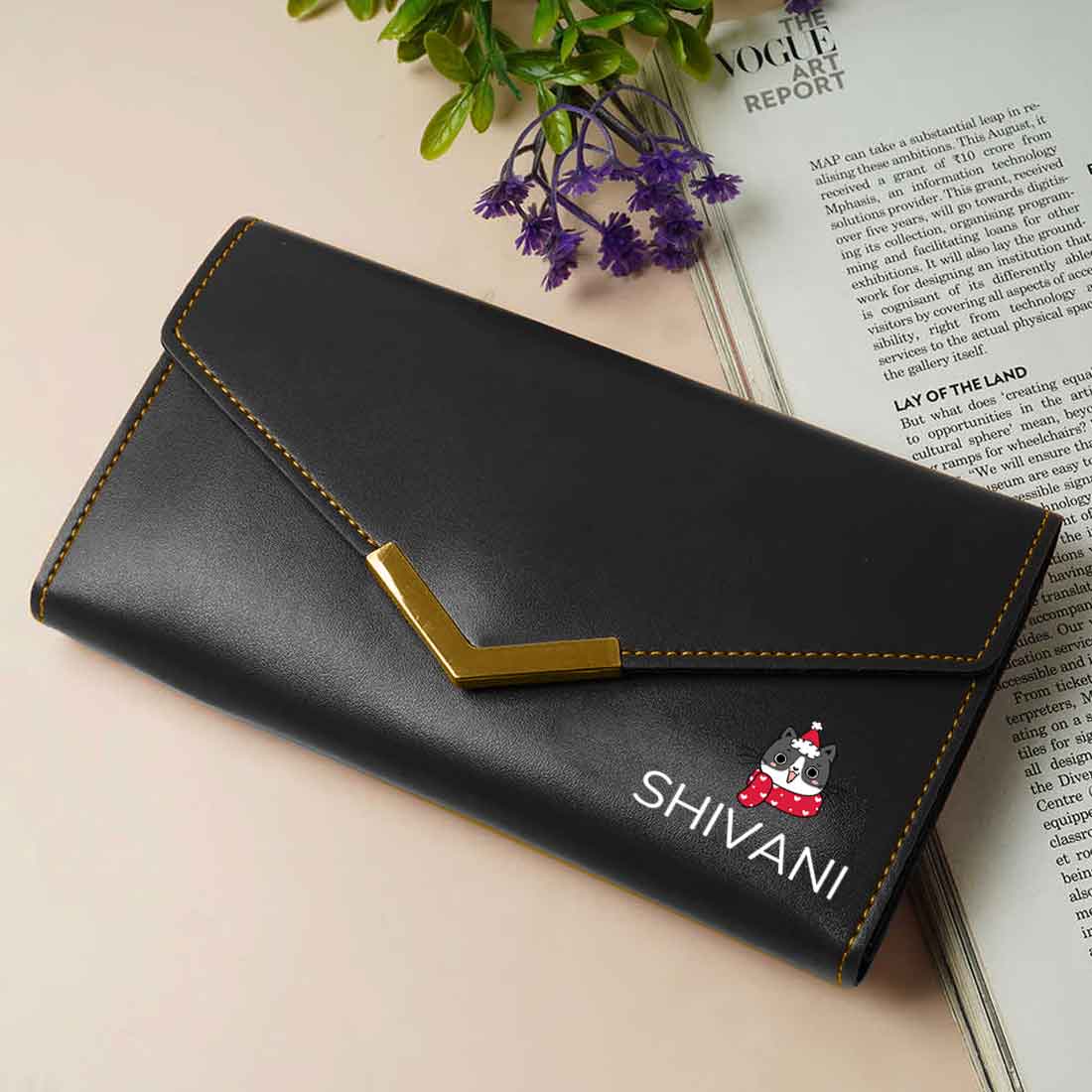 Personalized Clutch Ladies Purse with Name - Faux Leather Wallet for Women - Image 33