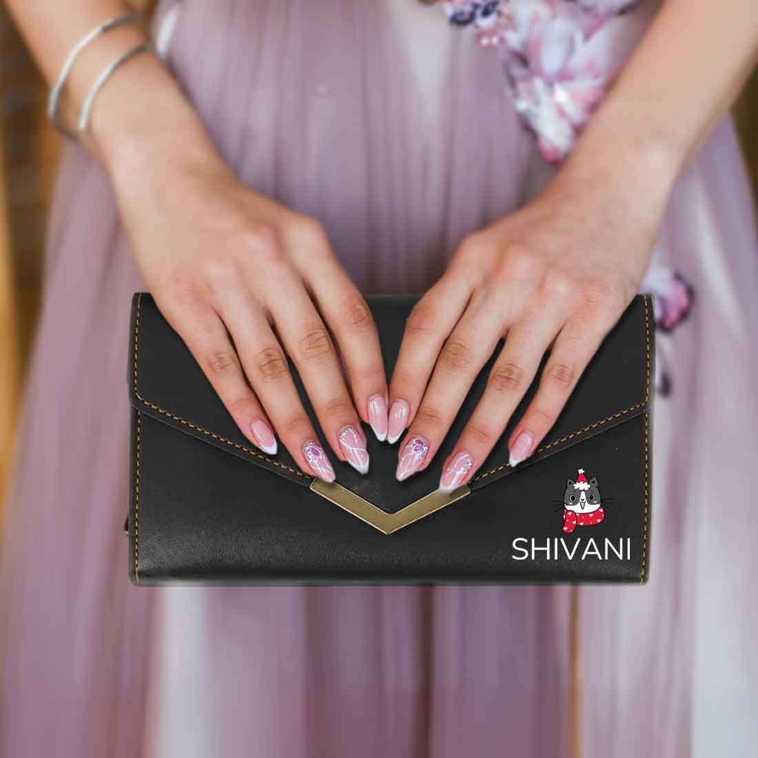 Personalized Clutch Ladies Purse with Name - Faux Leather Wallet for Women - Image 34