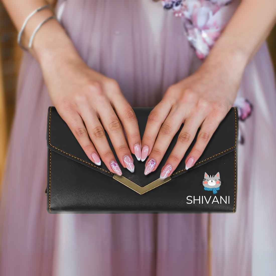 Personalized Clutch Ladies Purse with Name - Faux Leather Wallet for Women - Image 37