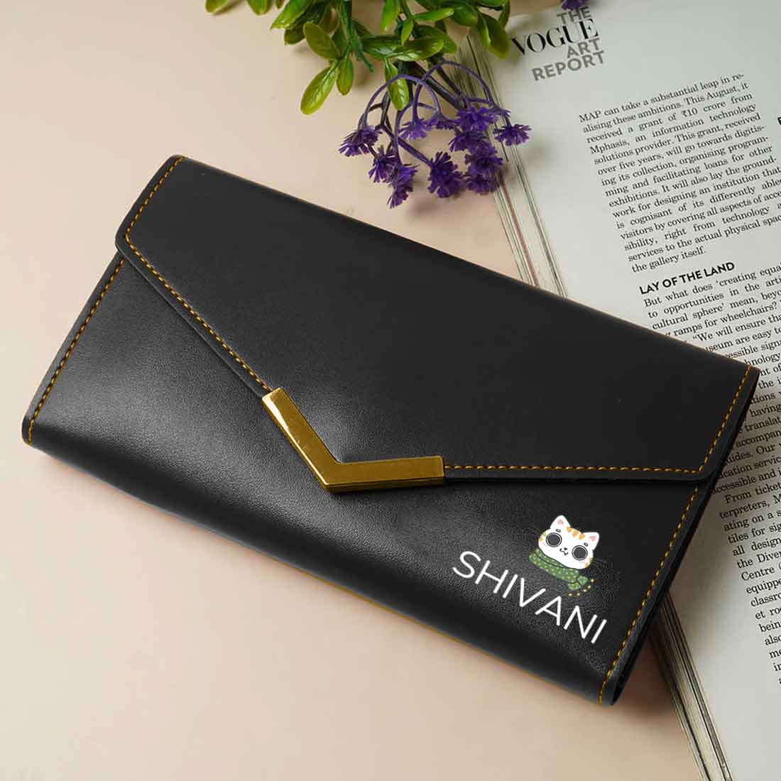 Personalized Clutch Ladies Purse with Name - Faux Leather Wallet for Women - Image 39