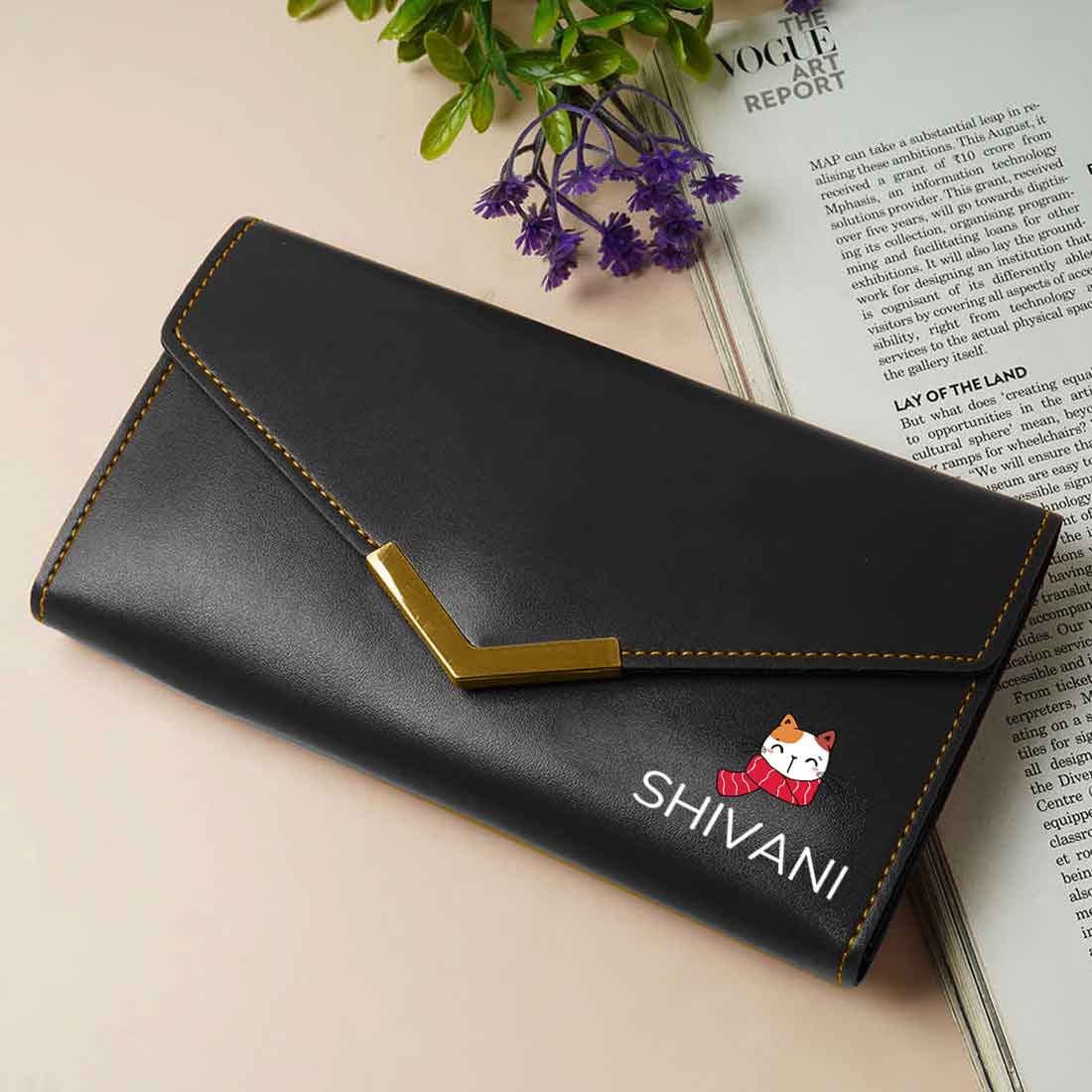 Personalized Clutch Ladies Purse with Name - Faux Leather Wallet for Women - Image 42