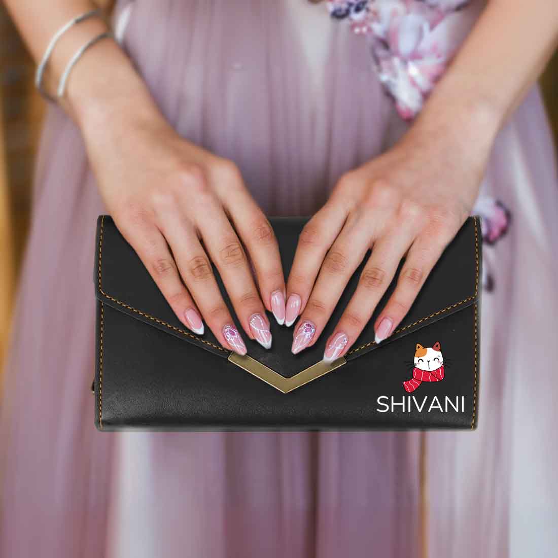 Personalized Clutch Ladies Purse with Name - Faux Leather Wallet for Women - Image 43