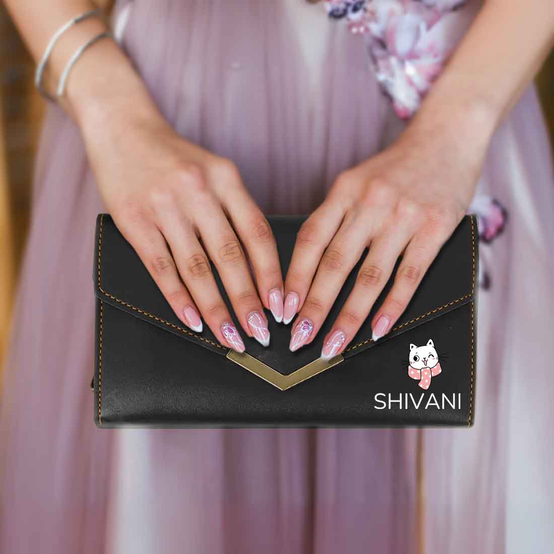 Personalized Clutch Ladies Purse with Name - Faux Leather Wallet for Women - Image 45