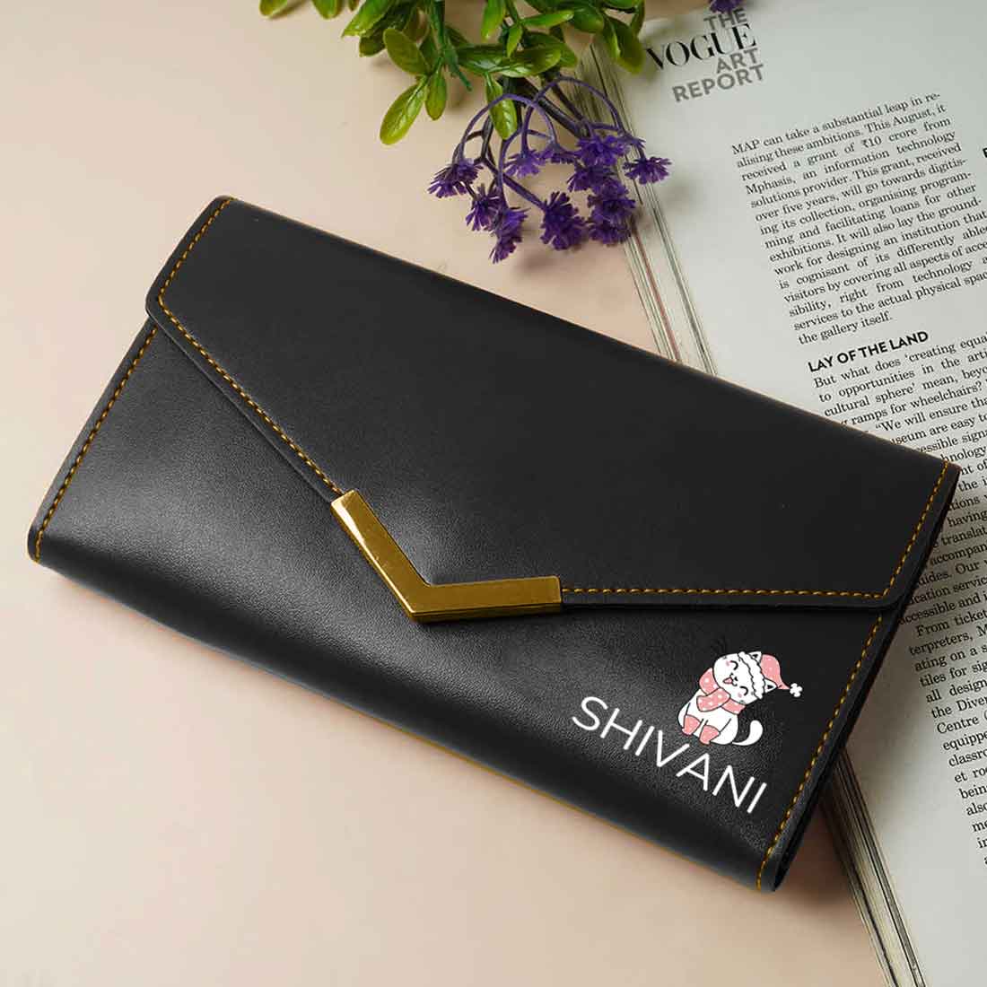 Personalized Clutch Ladies Purse with Name - Faux Leather Wallet for Women - Image 47