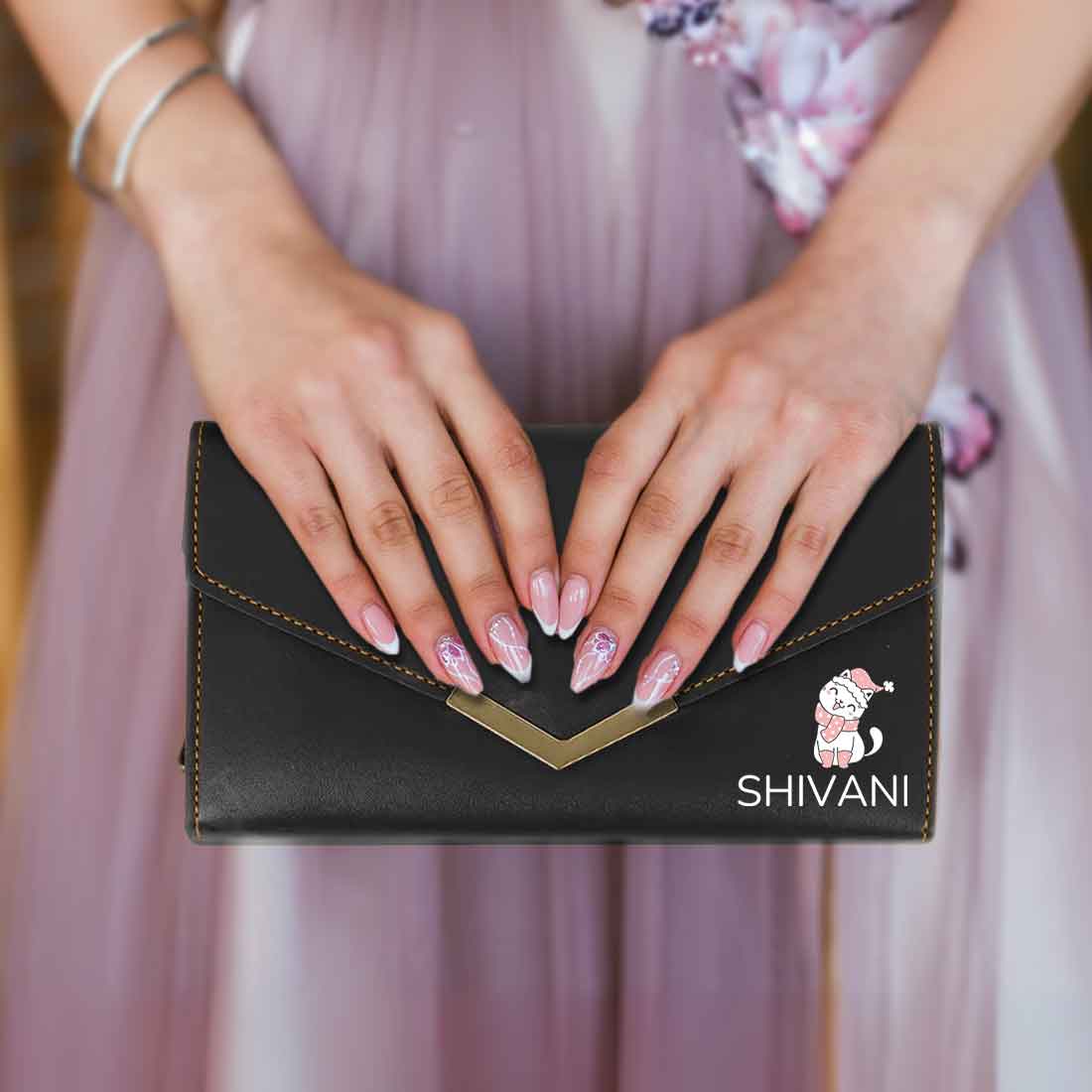 Personalized Clutch Ladies Purse with Name - Faux Leather Wallet for Women - Image 48